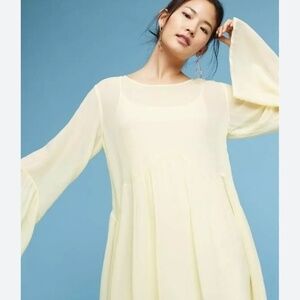 Anthropologie LACAUSA Sunday Seashell Sheer Tunic Dress with Slip/Small